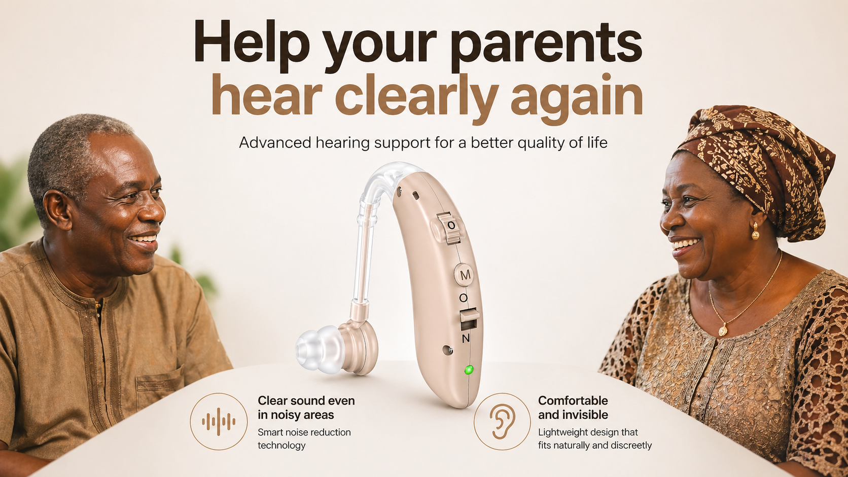 Digital rechargeable hearing aid in its case
